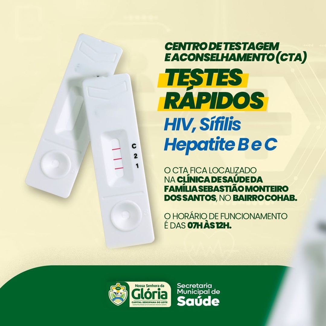 Secretaria de Saúde disponibiliza teste rápido de HIV e Sífilis Prefeitura Municipal de Nossa