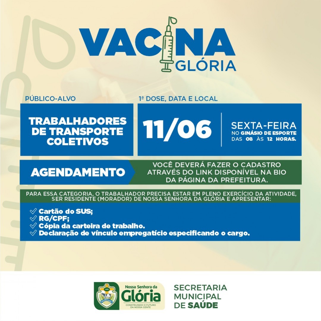 Trabalhadores do Transporte Coletivo receberão vacina nesta sexta,11