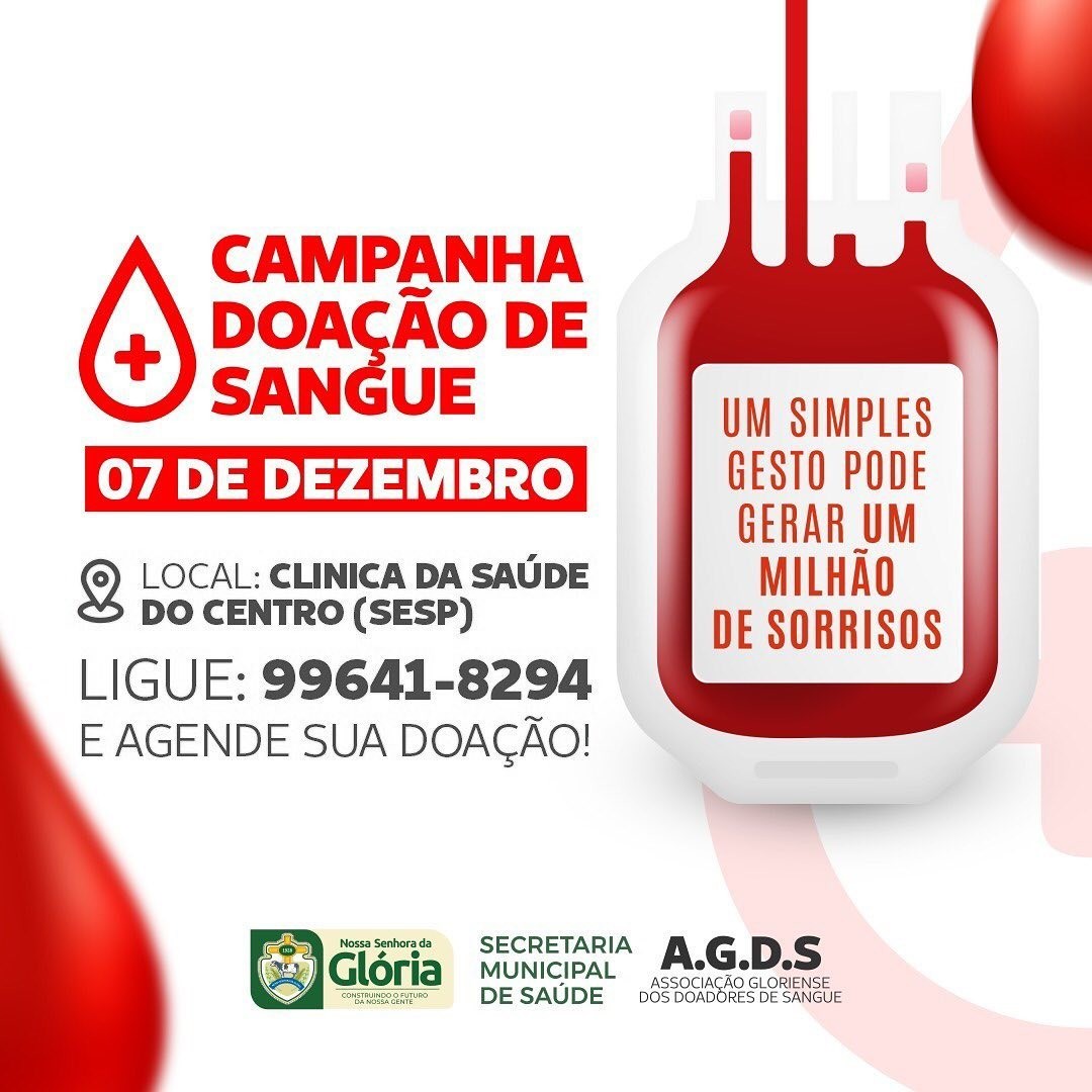 SMS e AGDS vão promover uma Campanha de Doação de Sangue