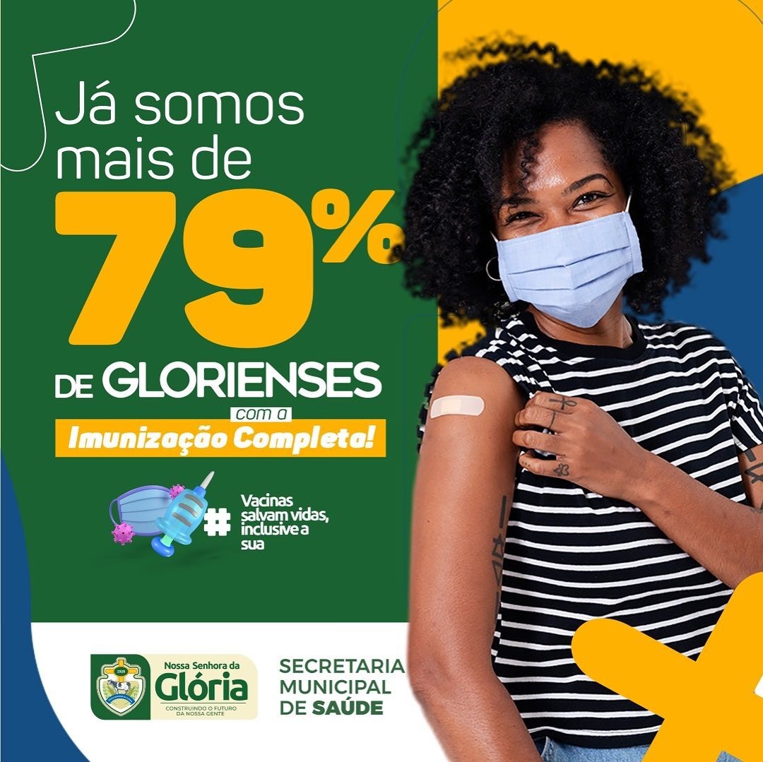 Glória alcança o índice de 79%de glorienses com a imunização completa