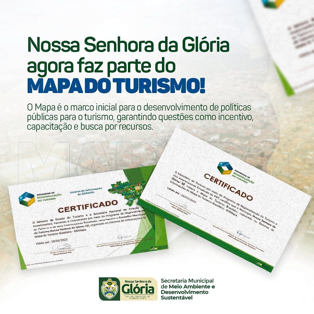 Glória é reconhecida no Mapa do Turismo Brasileiro