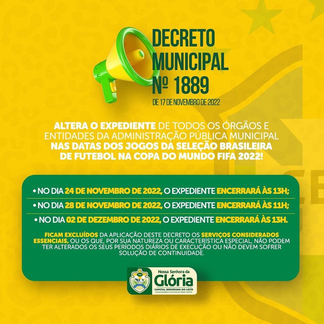 Copa do Mundo: Prefeitura altera expediente nos dias de jogos da